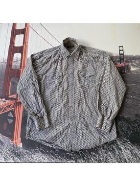 Stetson Mens Long Sleeve L Pearl Snap Western Shirt Chain Link Pattern Flip Cuff